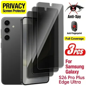 3 protezioni per la privacy in vetro temperato per Samsung Galaxy S26 Plus Ultra Edge Plus, protezione per lo schermo in vetro anti-spia