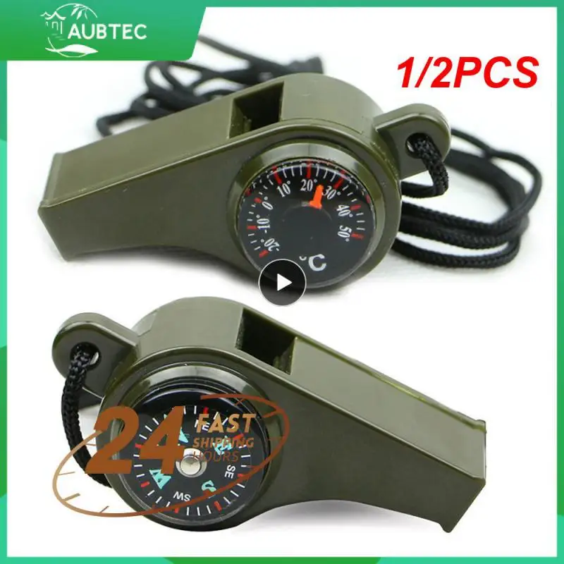 

1/2PCS 3in1 Survival Whistle Mutifunction Lightweight Whistle Thermometer Compass For Camping Hiking And Outdoor Activities