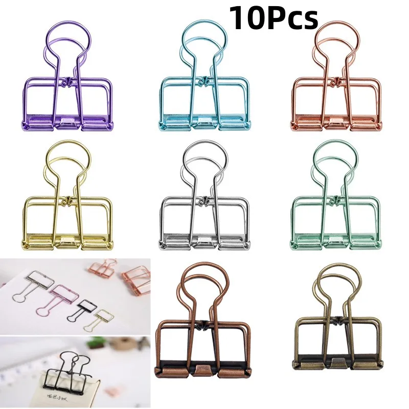 Colorful Metal Binder Clips Paper Clip 4*3.5cm 10pcs Book Stationery School Office Learning Supplies