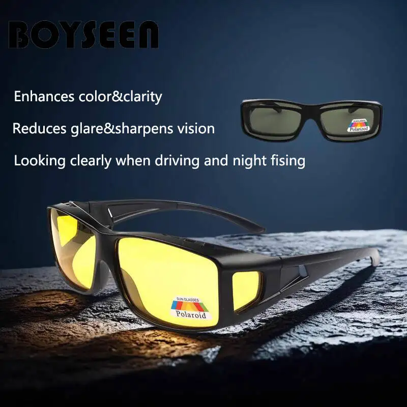 BOYSEEN Men Polarized Photochromic Sunglasses Riding Windproof Wrap Goggles Anti Glare Night Vision Glasses UV400