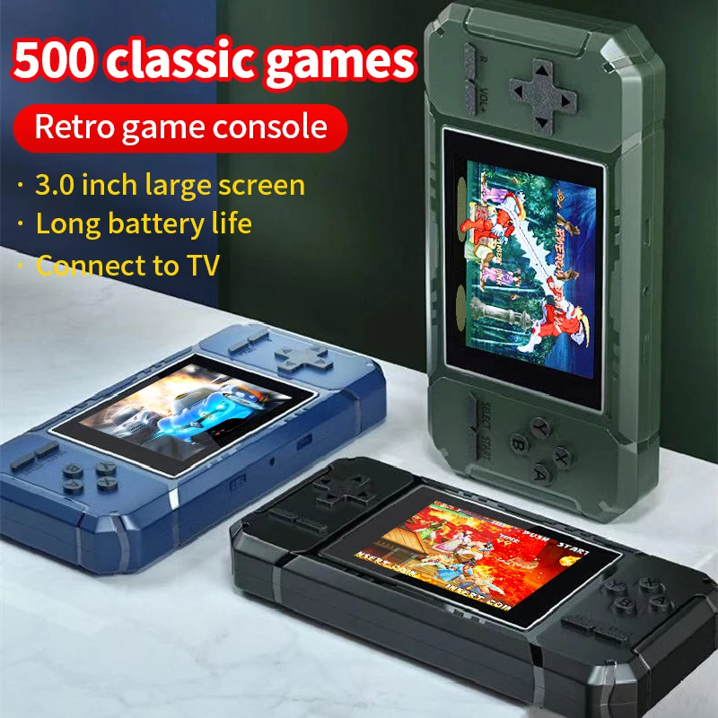 Retro Portable Mini Handheld Game Console 8-Bit 3.0 Inch Color LCD Game Player Built-in 500 Games Consol Game Handheld Game