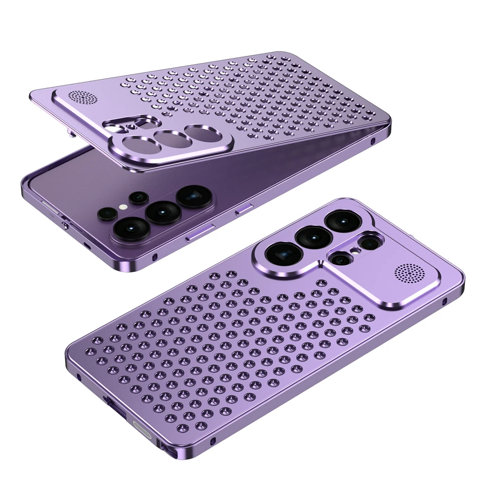 Aluminum Metal Cooling Case with Heat Dissipation and Shockproof Protection - Anti-Fall Design with Camera Protection