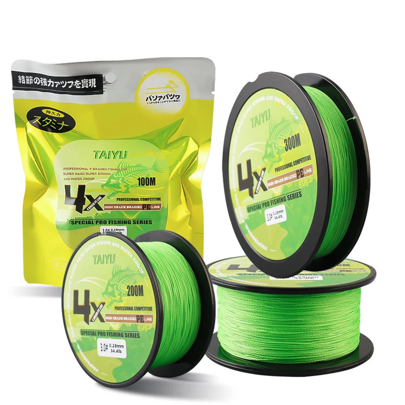 Fil de pêche TAIYU 4 brins 200M PE japonais 19-70LB durable pour carpe et pêche fluide