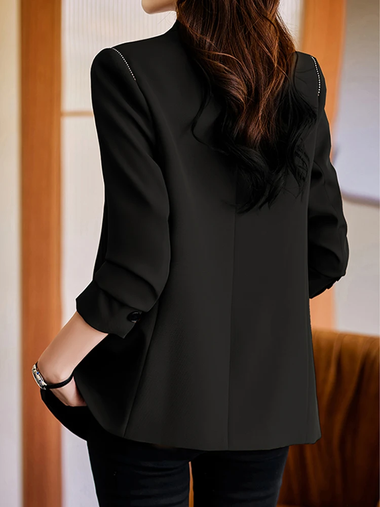 QOERLIN Fashion White Suit Jacket Female Autumn Winter 2023 New Loose Retro Korean Fashion Double Breasted OL Casual Suit Coat