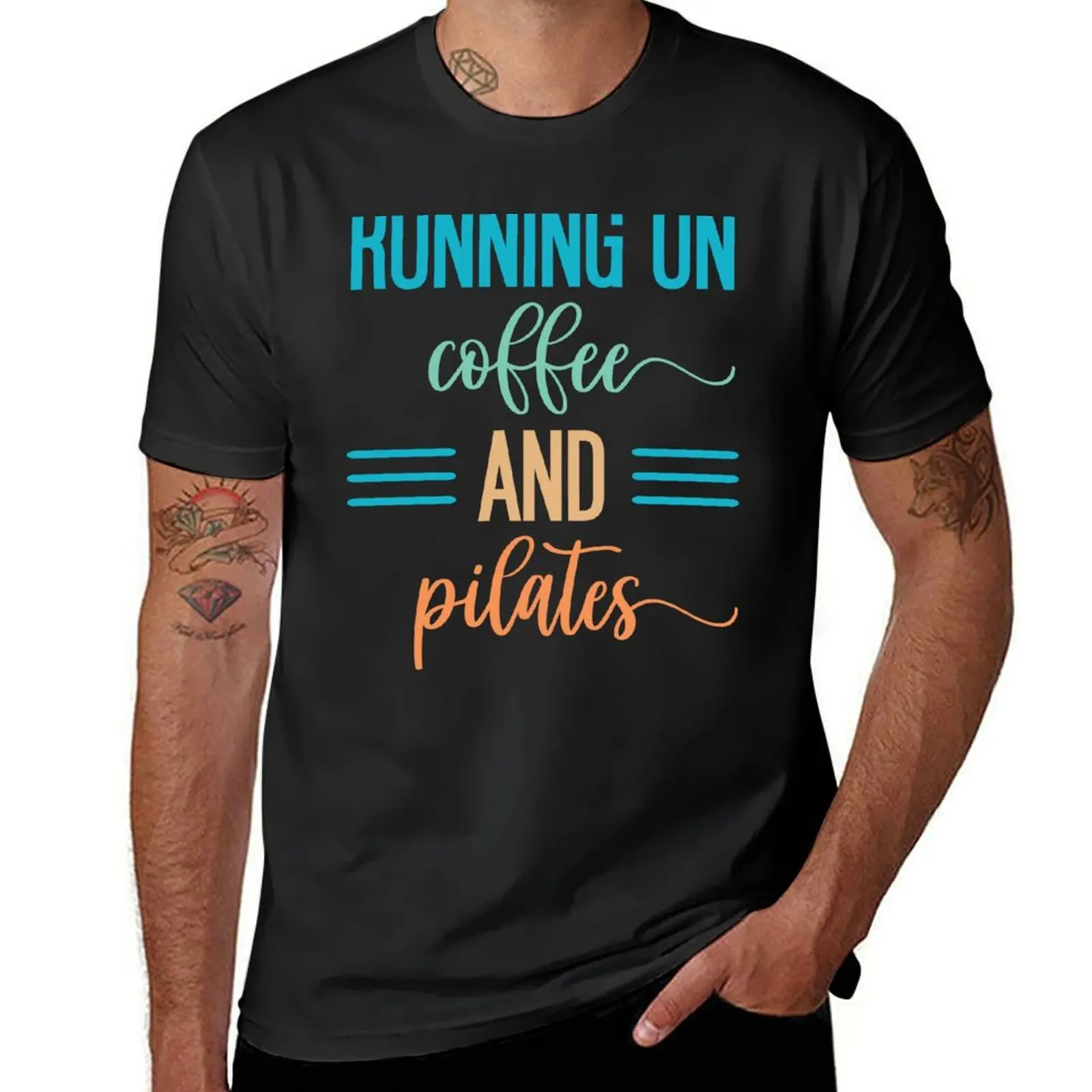 Running on coffee and pilates T-Shirt customs design your own vintage mens graphic t-shirts pack