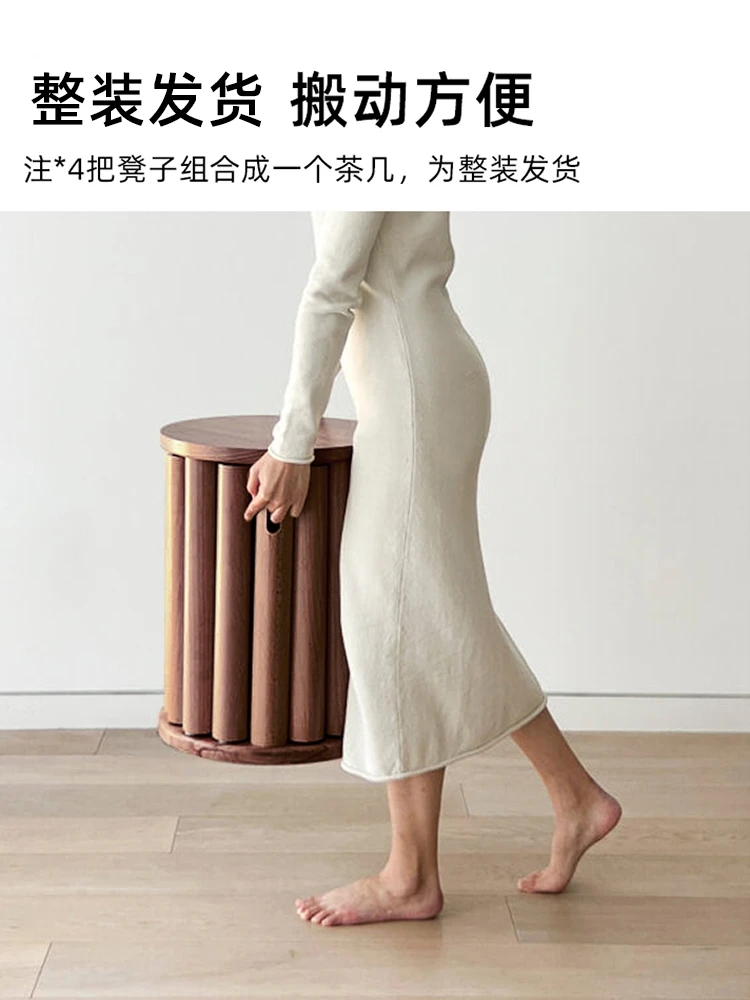 Modern Simple Solid Wood Round Stool, Household Stackable Stool, Dining Table Log, Coffee Table, Bedside Table