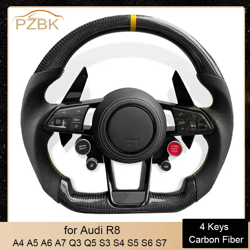 

Обновленный Автомобильный руль R8 из углеродного волокна с 4 ключами для Audi R8 A4 A5 A6 A7 Q3 Q5 S3 S4 S5 S6 S7 автомобильные аксессуары