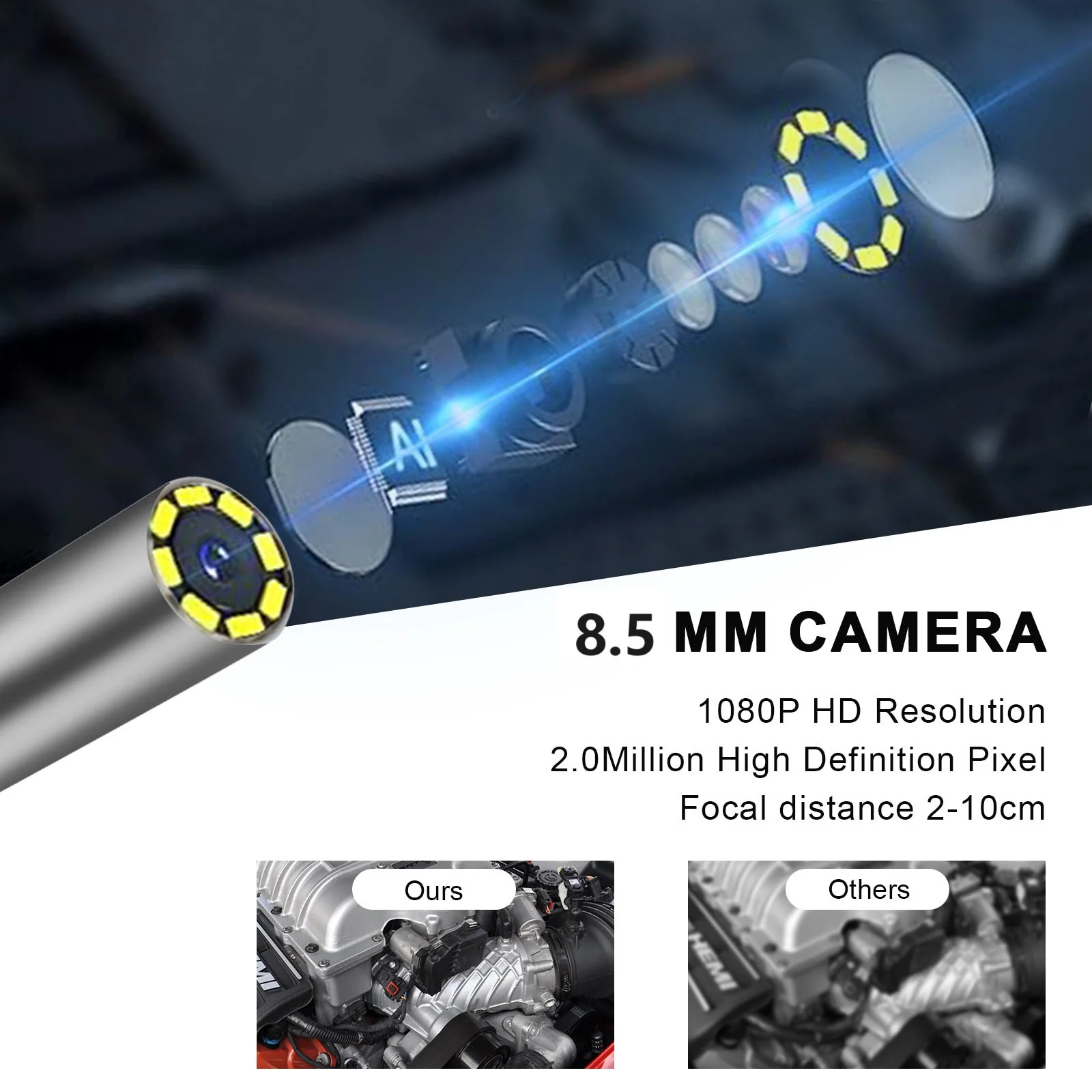 Two-Way Articulating Borescope Industrial Endoscope for Automotive Aircraft Mechanics