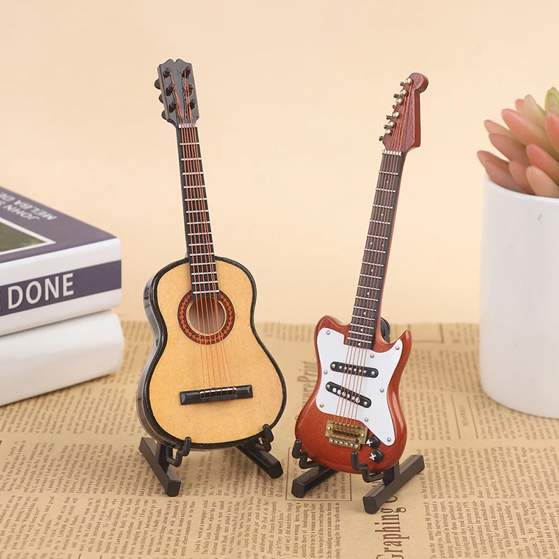 1:12 1:6 Dollhouse Miniature Music Electric Guitar Wooden Guitar Kids Toys Decor Doll house Instrument Model Doll Accessories