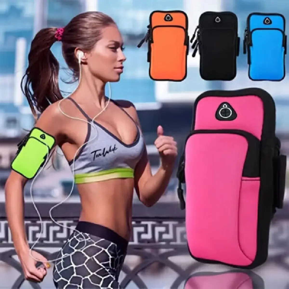 Phone Arm Bag Sweatproof Oxford Sport Fitness Running Phone Arms Bag Armband Phone Case Holder Gym Arm Band Headphone Hole