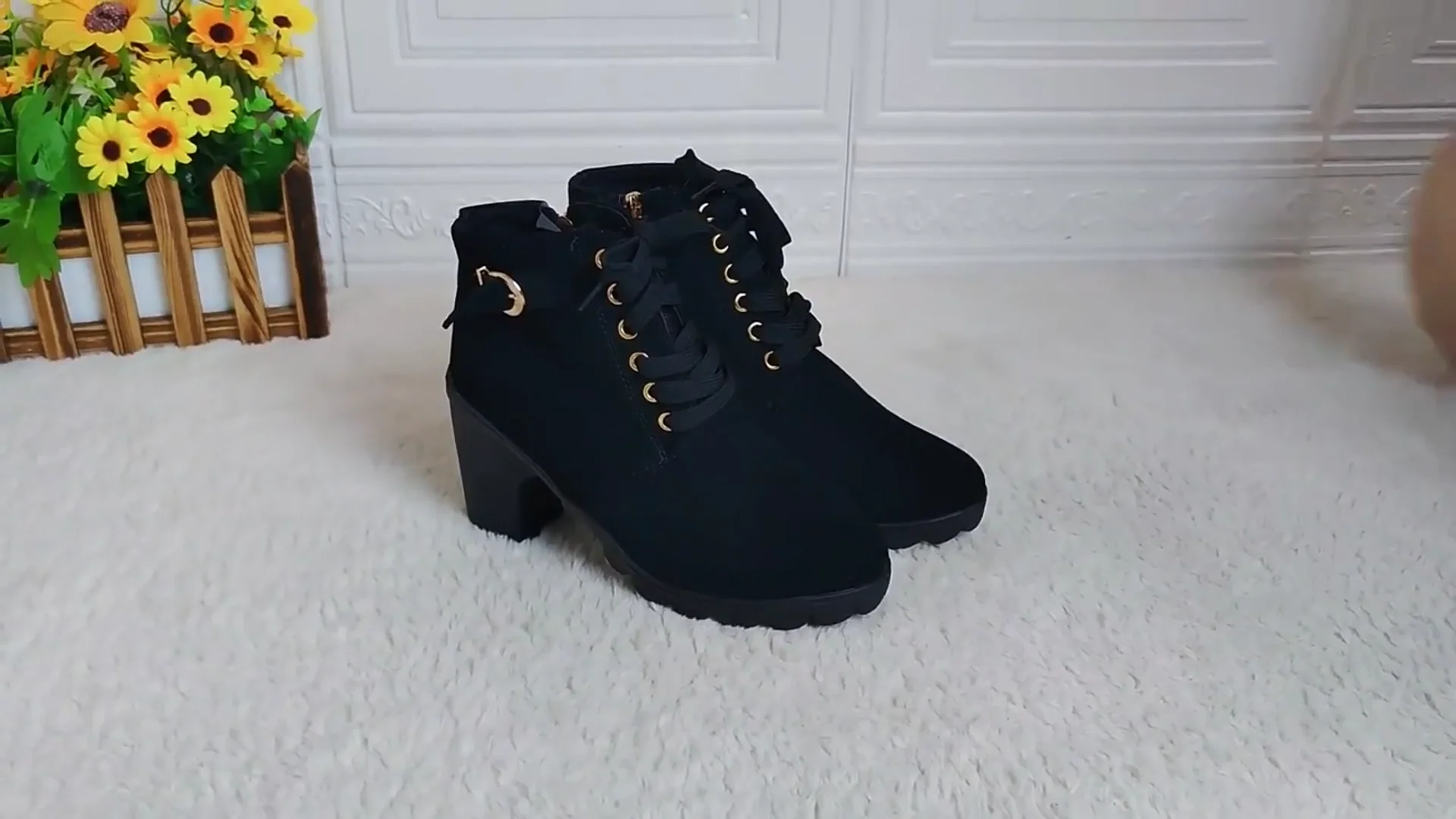 Women Boots Shoes With Heel WB-85 Imported Korean Design PU Leather Ankle  Boots Western Outfit Leg Toe Cover Fashionable Shoes For Girls And Ladies 