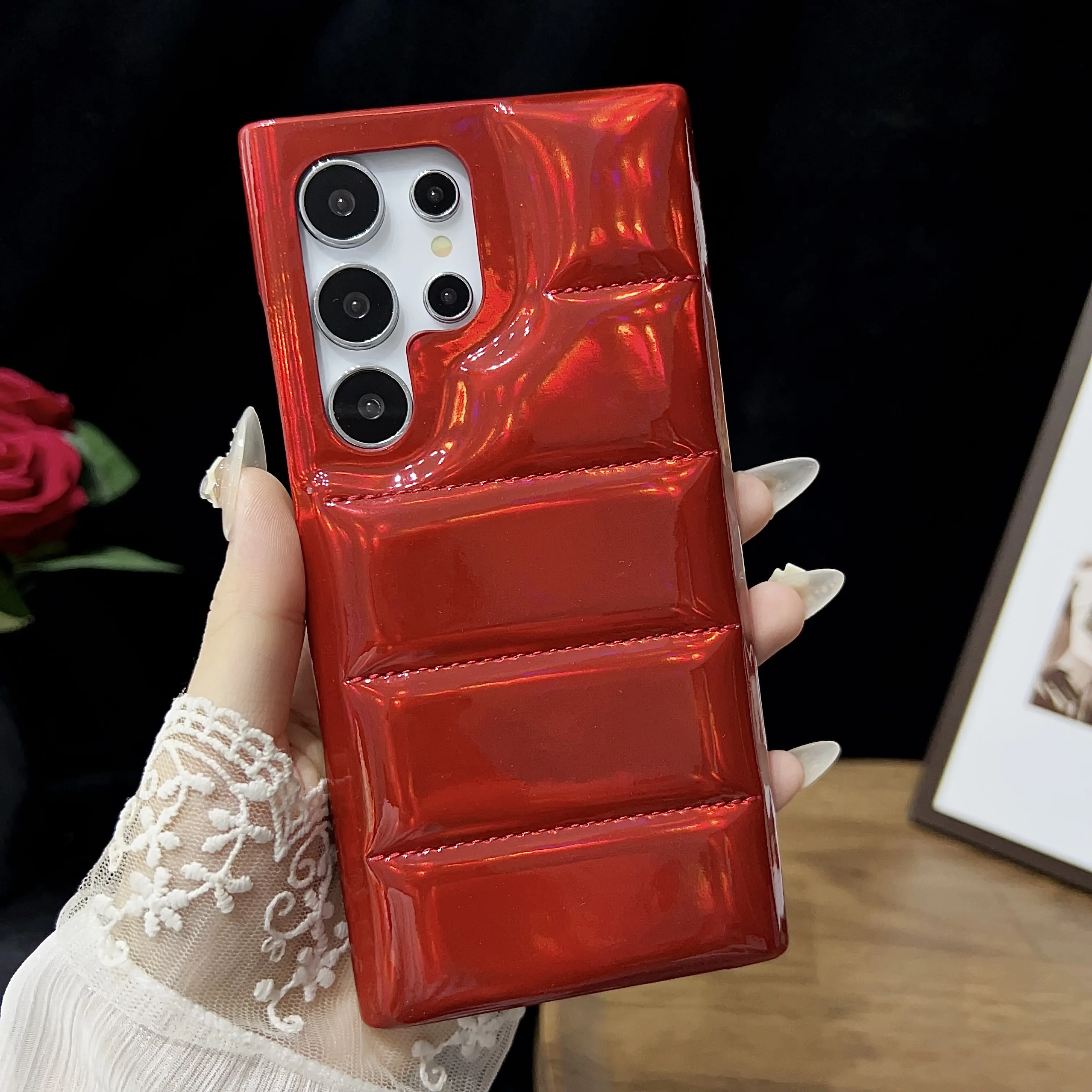 Aurora Bling Shockproof Puffer Down Jacket Phone Case