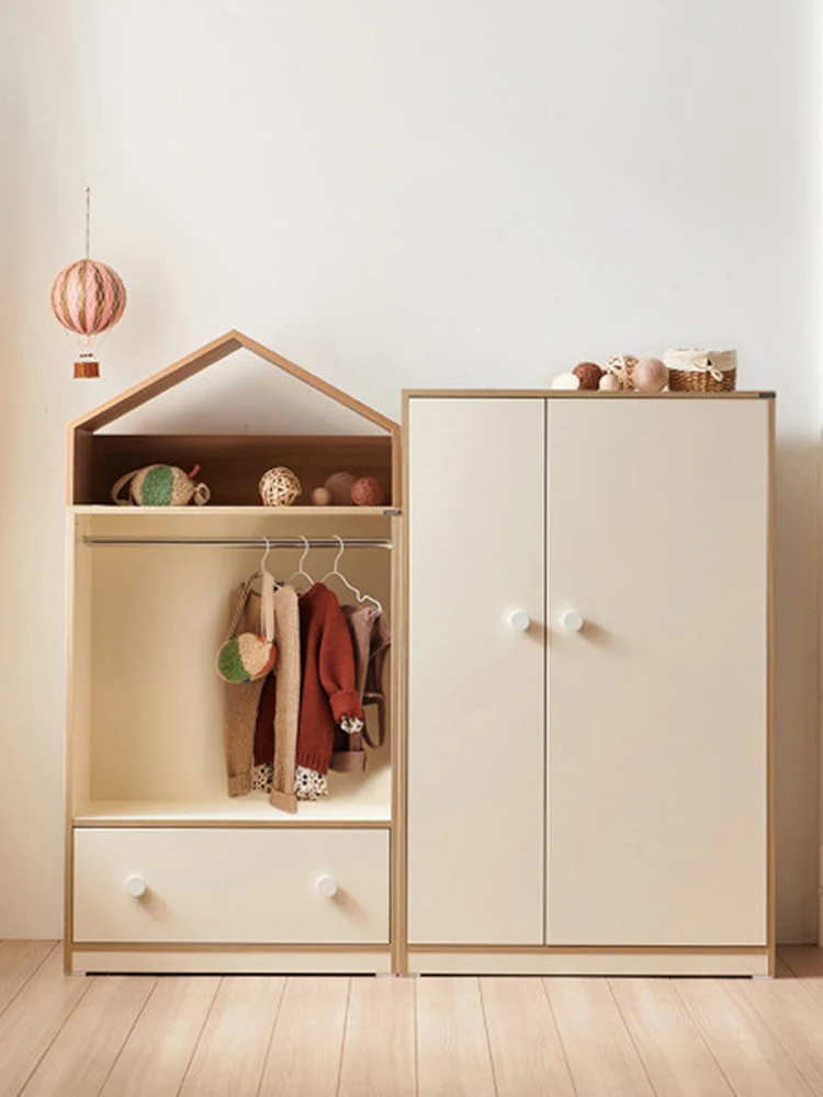 Solid wood children's wardrobe, baby storage milk drawer, storage hopper cabinet, baby wardrobe