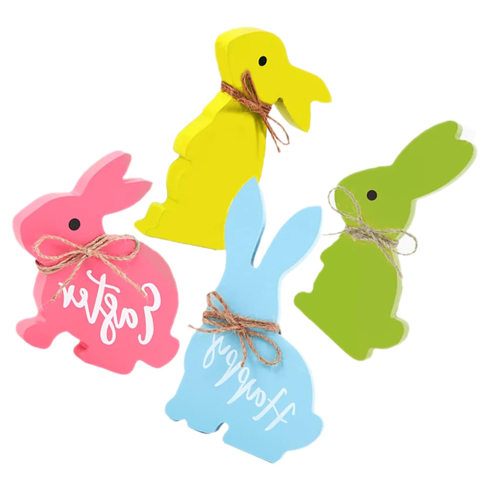 

4pcs Easter Bunny Decorations Craft Rabbit Shaped Adornments Tabletop Decorations