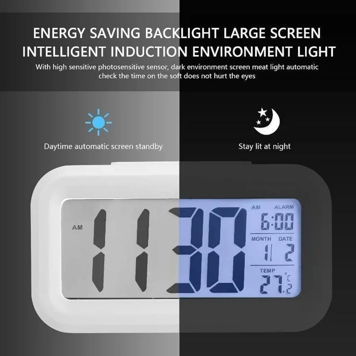 Compact LED Digital Alarm Clock with Backlight and Snooze Function