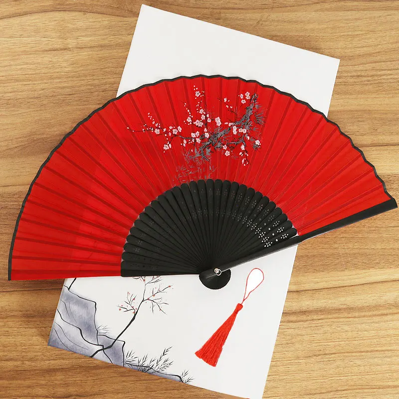 Foldable Silk Hand Fan - Bamboo Halloween Cosplay Prop  Party Decoration