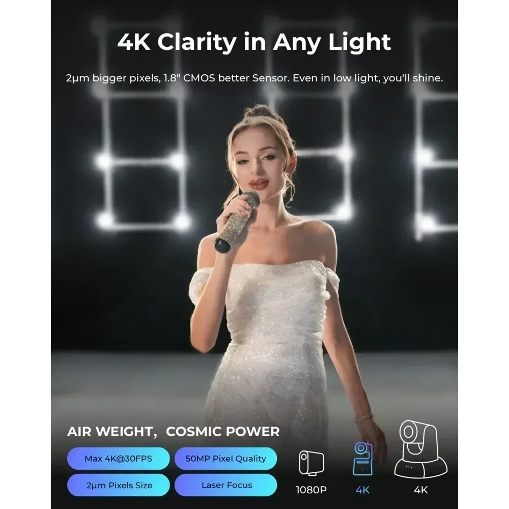 OBSBOT Tail Air NDI Streaming Camera 4K AI Tracking PTZ Camera HDMI/USB-C/Wireless Webcam Video Camera Live Stream App Support 6