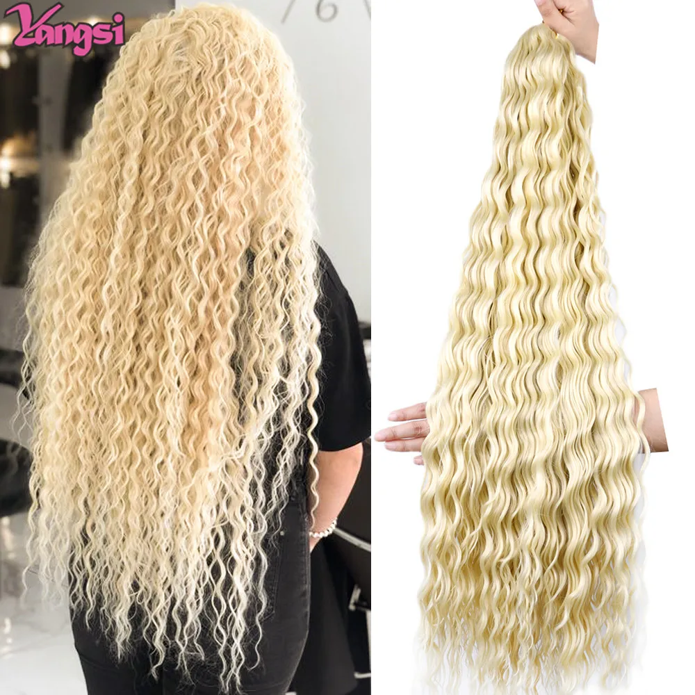 

Full Star Long Deep Wave 24" Ombre Synthetic Hair Water Wave Twist Crochet Hair Afro Curls Crochet Braids Blonde Hair for Women