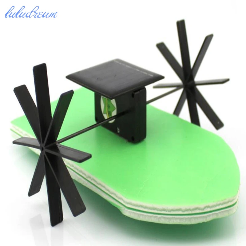 DIY 2 Solar Power Paddle Ship Toy Kids School Scientific Project Model