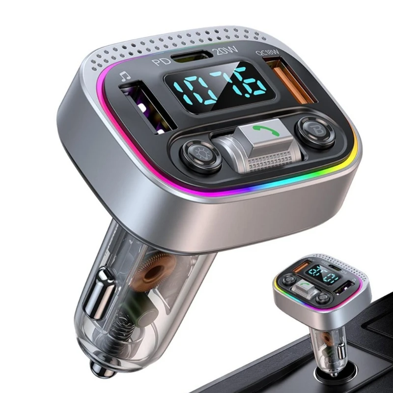 

Colorful Lights Adapter AUX Radio StereosMusic Player Car Receiver Noise Cancell Drop Shipping