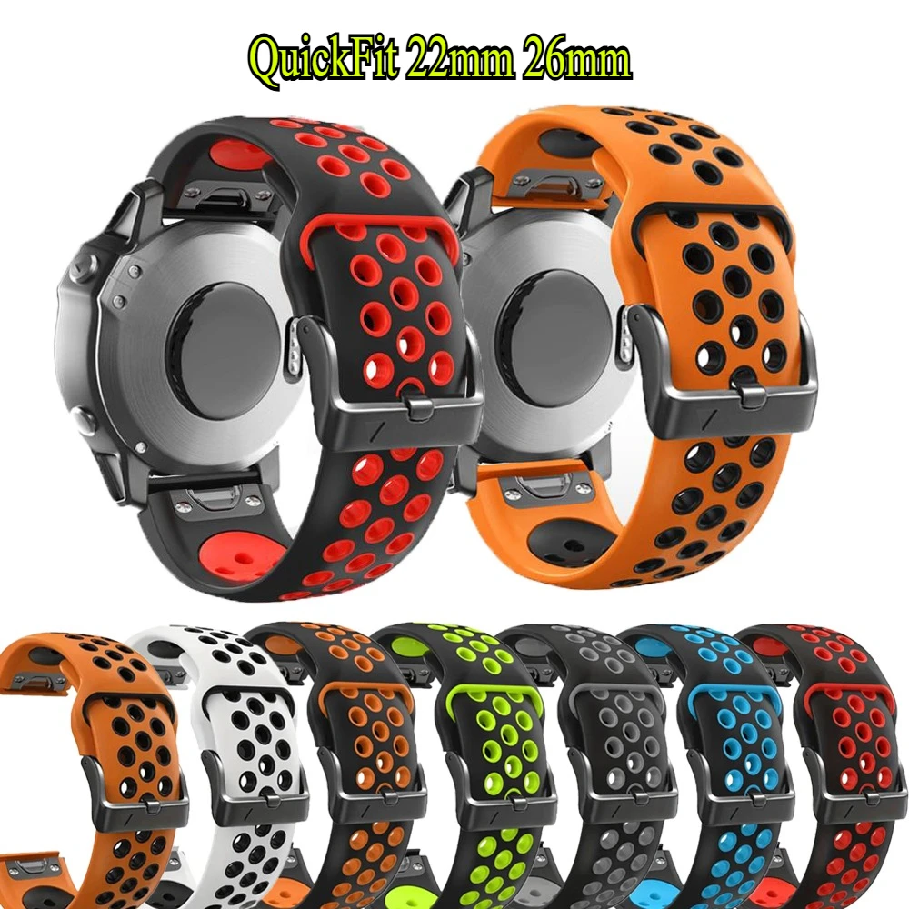 Durable Silicone QuickFit Watch Band with Breathable Design - 22mm/26mm