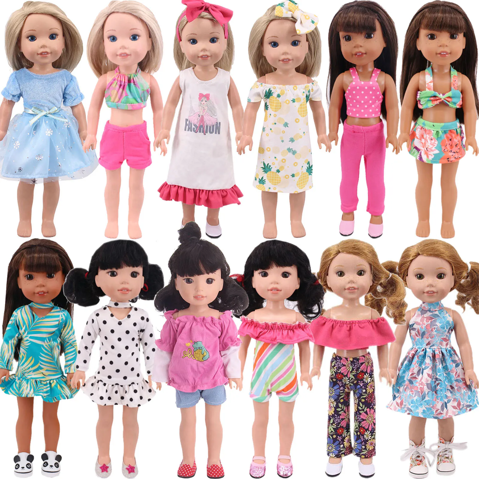 For Paola Reina Doll Clothes Fashion Style Summer Dress Fit 14.5 inch Wellie Wisher&32-34 Cm Dolls Nancy Girl's Accessories,Gift 5cm doll shoes blythe wellie wisher shoes for 14 5 inch doll