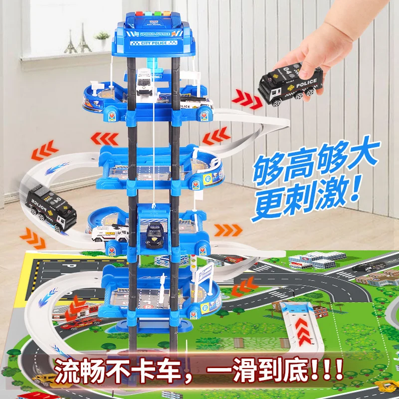 New multi-storey small garage rail assembly car building automatic elevator educational children's toy parking lot track accessories wooden garage station multiple options building blocks children s toy assembly games compatible tracks x28