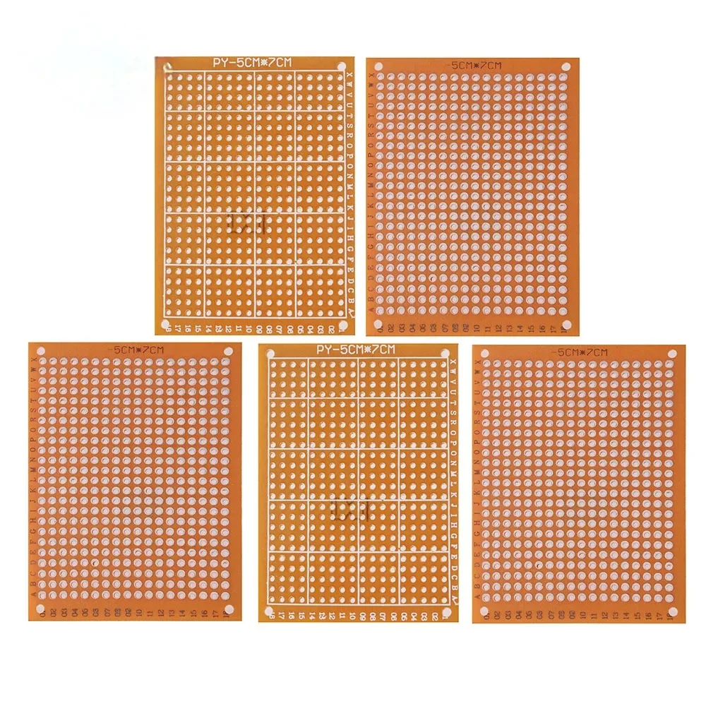 5/10pcs 범용 PCB 보드 키트 5x7cm 7x9cm Arduino DIY 및 전자 실험용 노란색 단면 인쇄 회로 기판