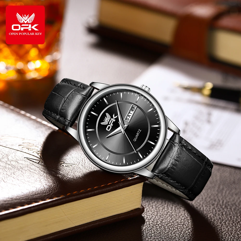 ساعة كوارتز بتقويم مزدوج للنساء من OPK ، مقاومة لل...