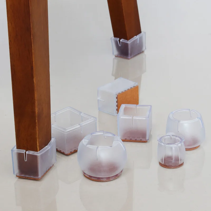 Set Of 4 Clear Silicone Rubber Chair Leg Caps - Floor Protector Pads, Slip-On Design 13 thumbnail image