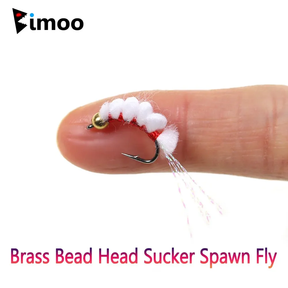 

Bimoo 8PCS #10 Brass Bead Head Sucker Spawn Fly Twisted Flashabou Tinsel Tail Egg Fly For Trout Steelhead Fishing Lures Baits