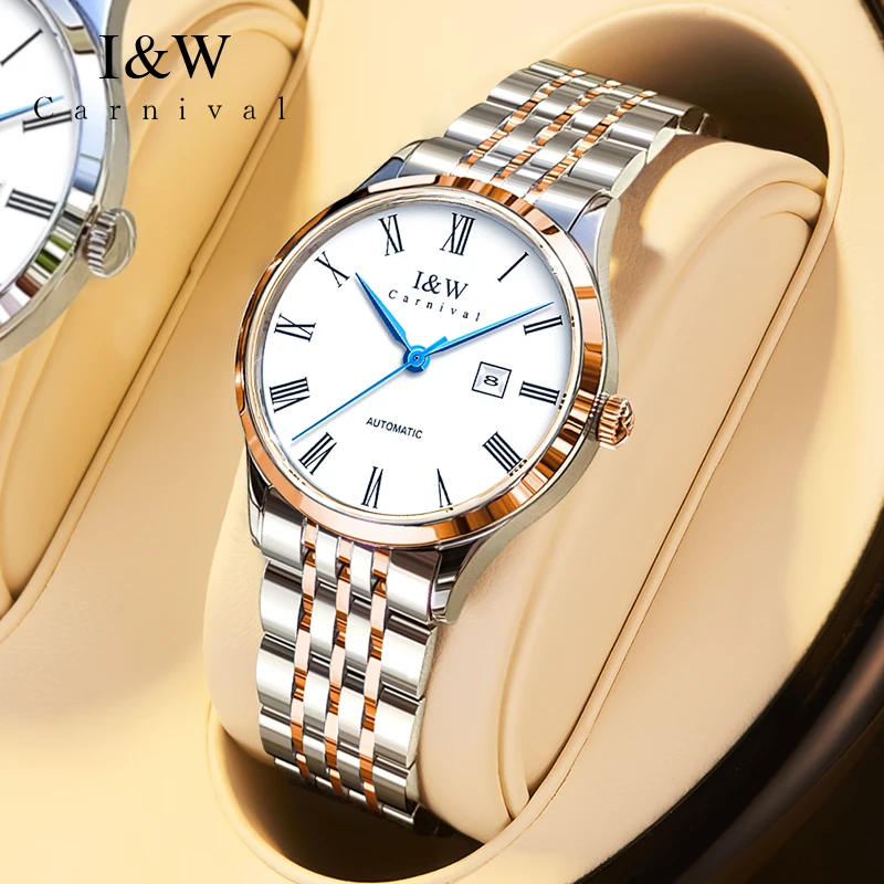 

Carnival Brand IW High-End Series Luxury Sapphire Mechanical Watch for Women Stainless Steel Waterproof Calendar Watches Womens