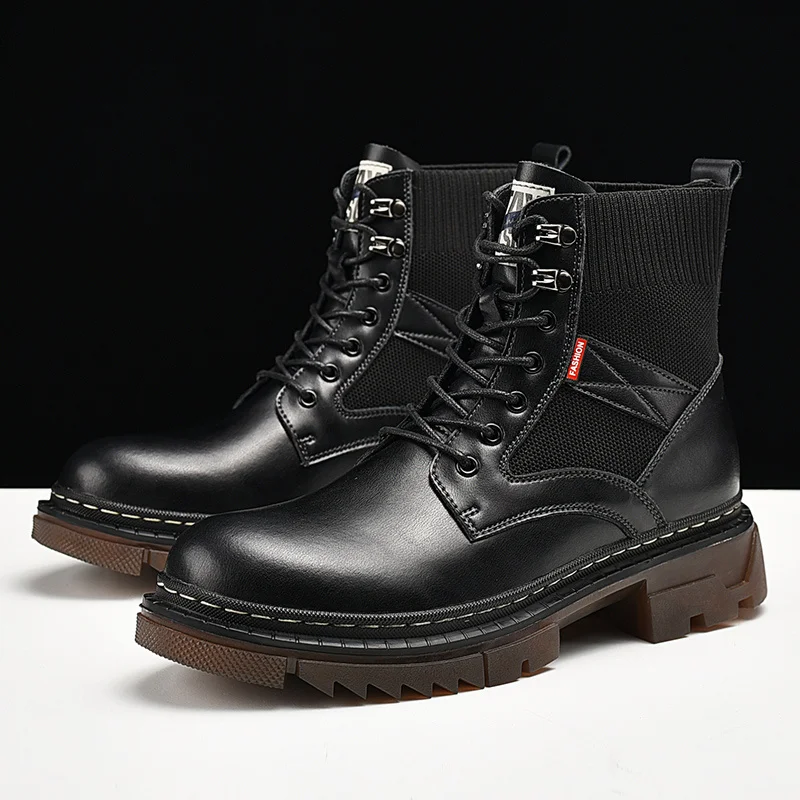 Men Leather Casual Martin Boots Lightweight Mens Trainers Running Walking Shoes_voghion.com