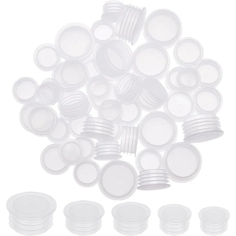 Silicone Stoppers 5 Size 50PCS Salt and Pepper Shaker Stoppers Plastic Salt Shaker Plug Stopper 1/2 to 7/8 Inch Replacement Plug Bottle Caps