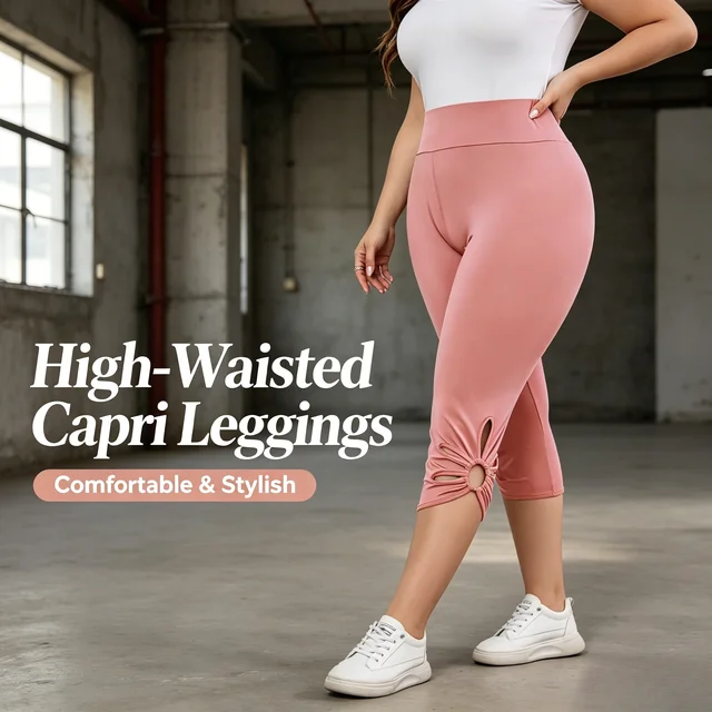 Women's plus Size Stretch Leggings Summer Elastic Waist Seamless Casual Capri Pants Short Length Essential Leggins for Mujer 2