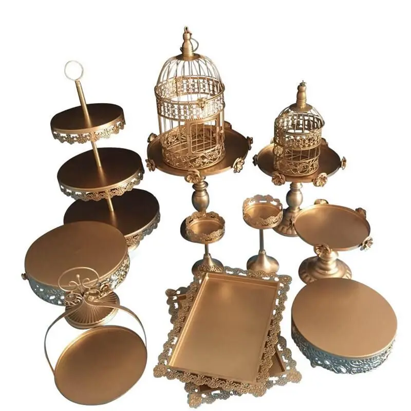 Details about   7Pcs/Set Gold White Metal Grand Baker Cake Stand Wedding Party Tools Display Kit 