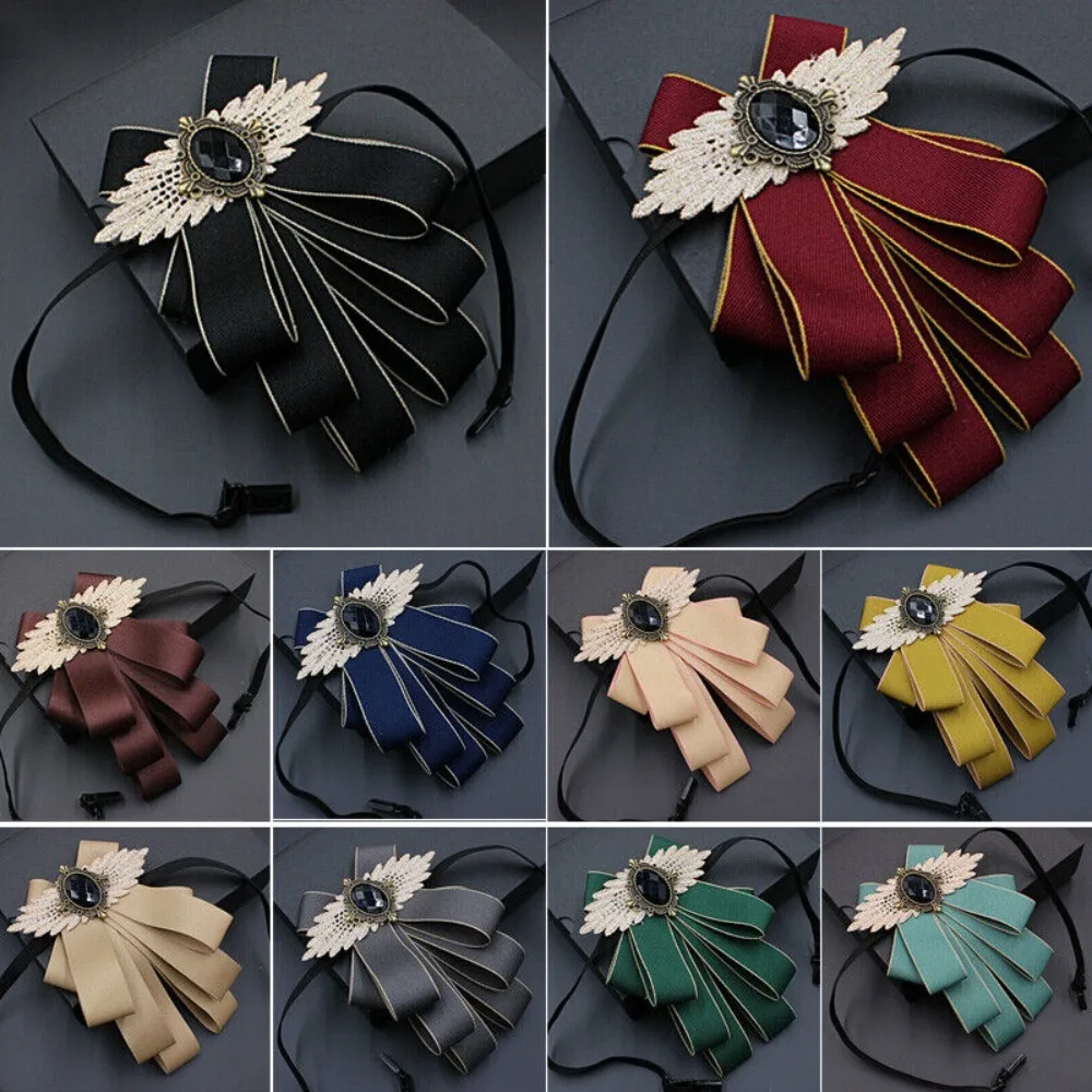 Fashion Faux Stone Men's Suit Lapel Flowers Alloy Polyester Bow Tie Necktie Neck Decoration Party Clothing Accessories for Women neck tie