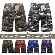 

Men Cargo Shorts Camouflage Pants Hiking Trousers Cotton Summer Multi-pocket Tactical Pants Jogger Outdoor Military Shorts