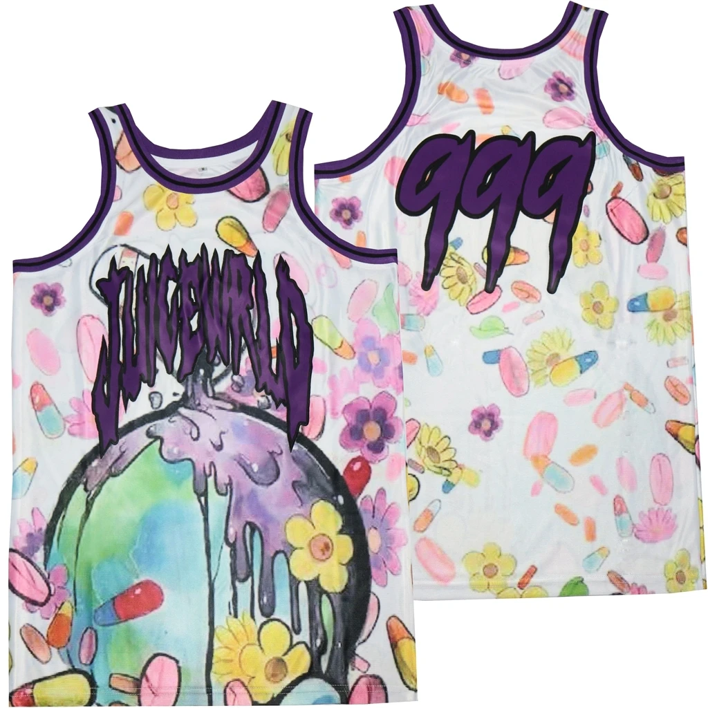 

BG JUICE WRLD #999 LYRICAL LEMONADE Sewing embroidering printing Outdoor sportswear Hip-hop movie summer basketball jersey