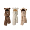 Cute Bear Ears Hat Scarf All-in-one Hat For Women Winter Plush Thickened Warm Ear Protection Scarf 4-piece Set 2
