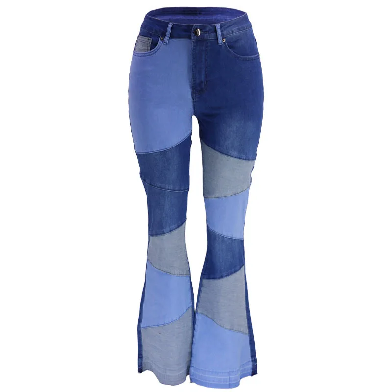 Women's Jeans 2024 New Large Size Denim Wide Leg Pants, Fashion Splicing Jeans Women