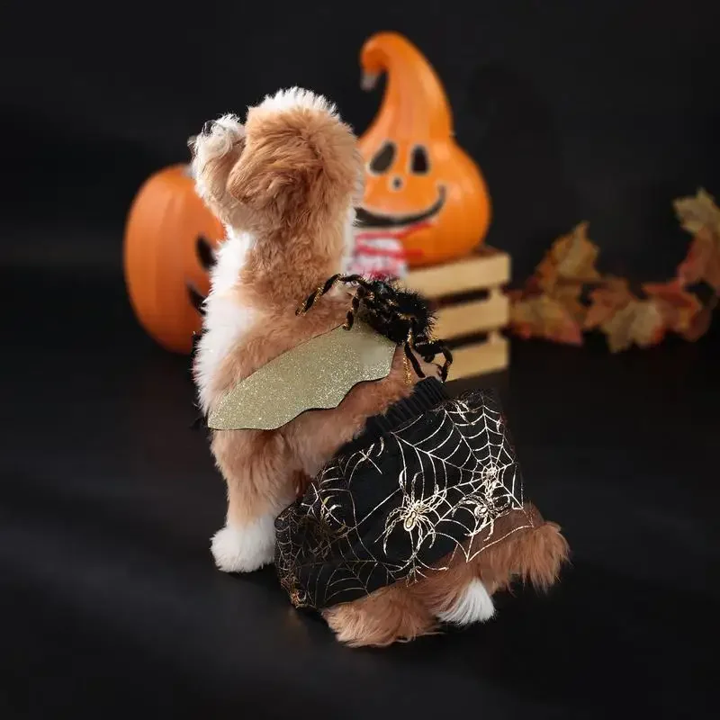 Halloween Dog Costumes Halloween Spider Web Gauze Skirt Lightweight Gothic Dog Apparel Funny Pet Costume With Wings For Cats