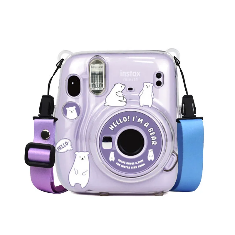 Camera Shoulder Bag For Fujifilm Instax Mini 11 Camera Accessory PVC Material Instant Camera Shoulder Bag Protector Cover Case Pouch With Lanyard