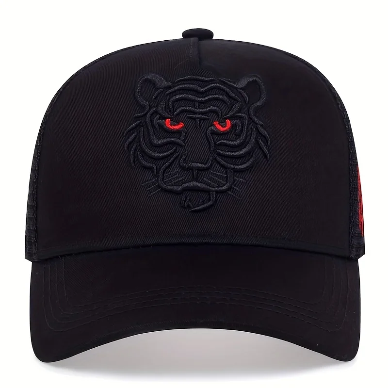Unisex-Baseballkappen mit Tigerkopf-Stickerei, für Frühling und Herbst, für den Außenbereich, verstellbare Freizeithüte, Sonnenschutzhut, Sport-Golfkappe – Detail 3