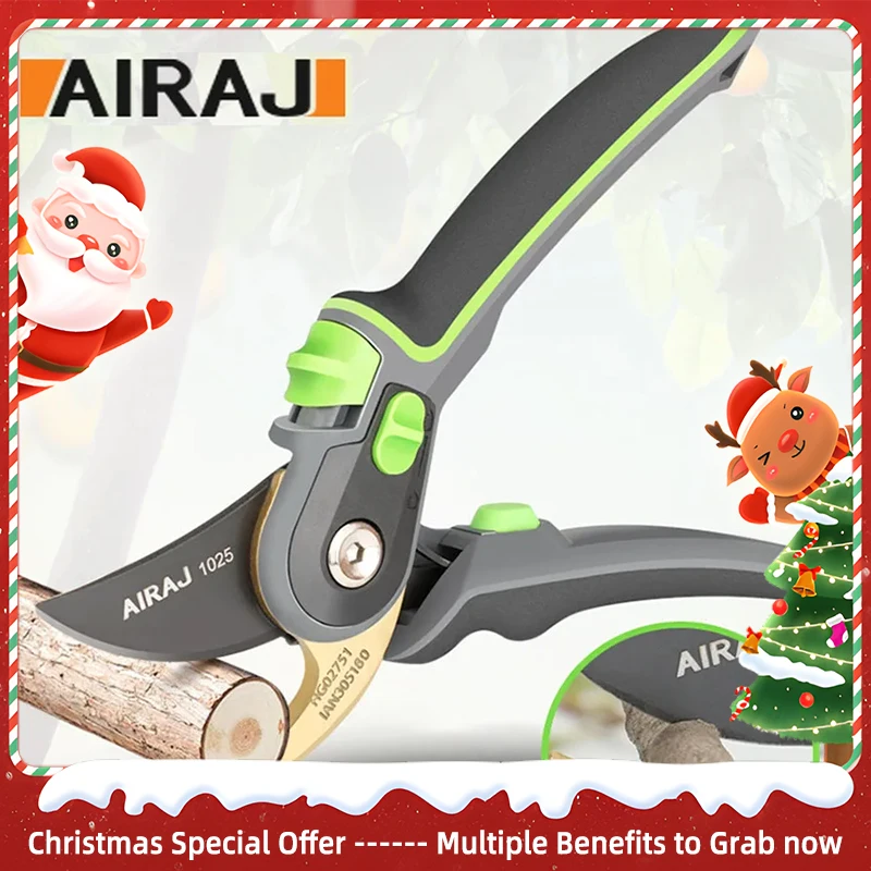 Garden Scissors AIRAJ Industrial Grade Pruning Shears Labor-Saving Gardening Tools Sharp Durable Non Slip