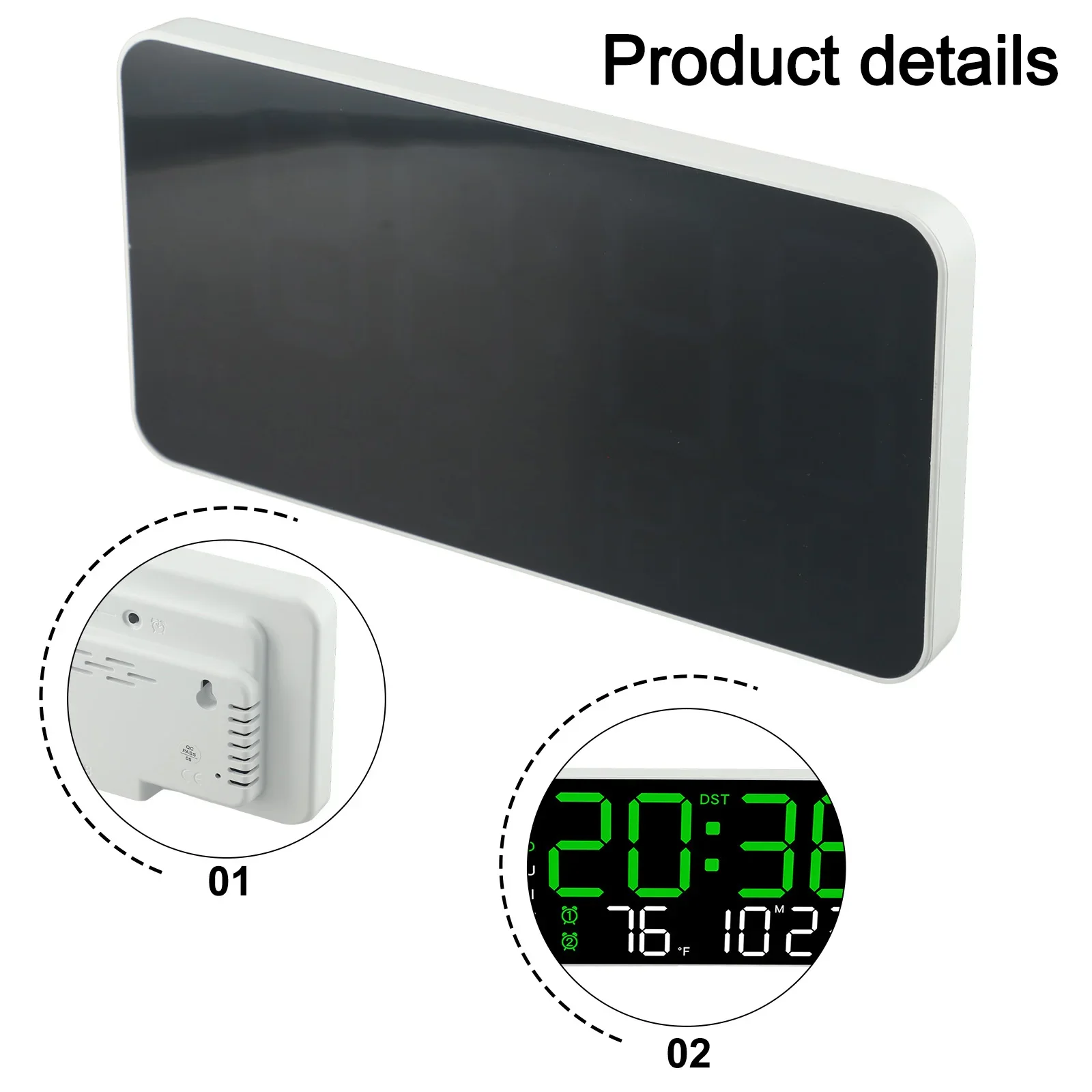 LED Digital Wall Clock Plastic Material USB Powered Voice-activated Wake-up AAA Battery Mode