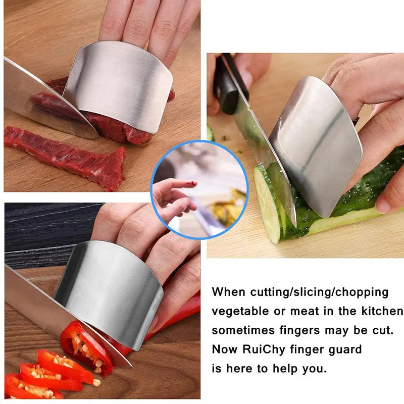 Stainless Steel Finger Anti-cut Finger Guard Protector Gadgets for Hand Safe Easy Cutting Cooking Tools Kitchen Accessories 1Pcs