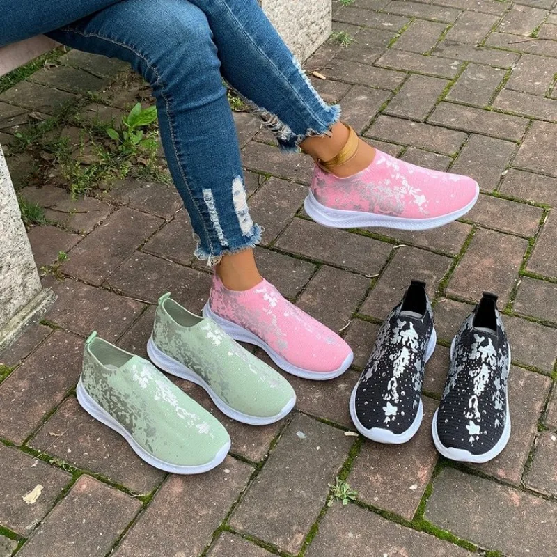 

Кроссовки-носки женские без шнуровки, повседневная спортивная обувь на плоской подошве, для спорта, тенниса, весна-лето