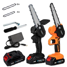

4 In/ 6In 24VF Mini Electric Chain Saw With Battery Woodworking Pruning One-handed Garden Tool Rechargeable Removable Chainsaw