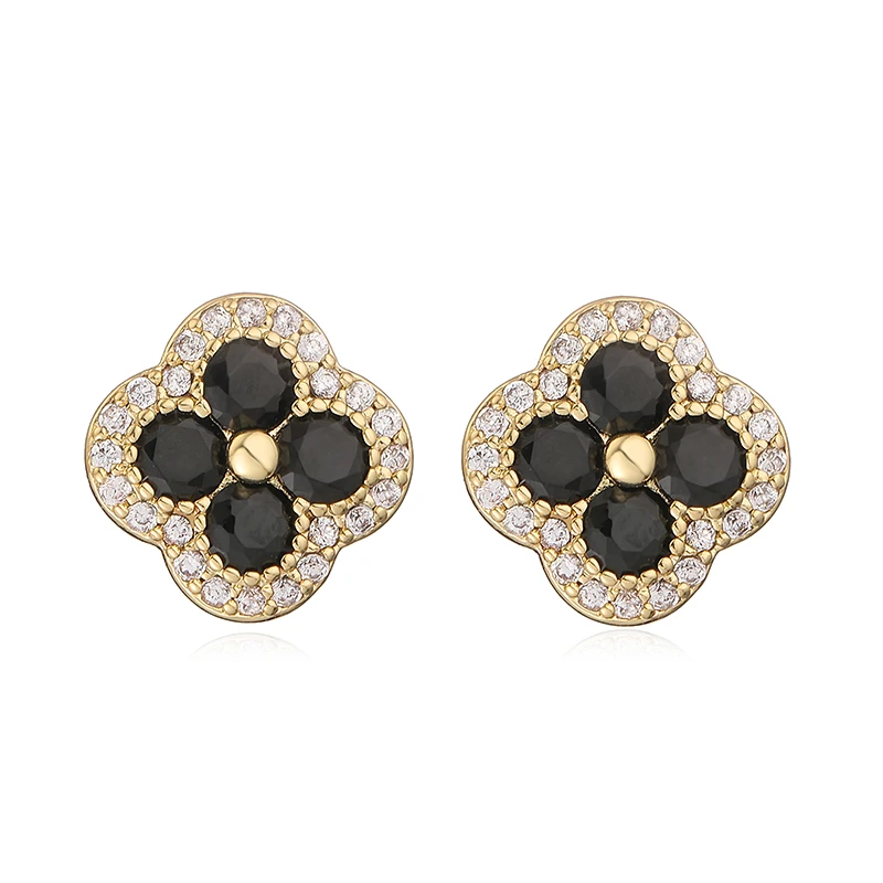 HECHENG 18K Gold Plated CZ Stone Flower Earrings image 7